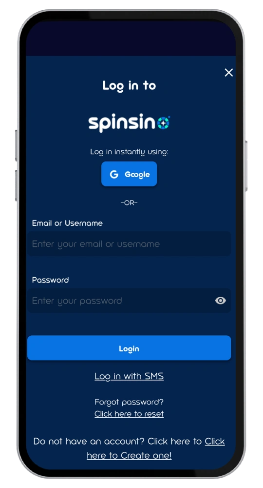 Spinsino login
